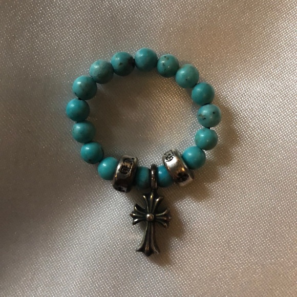 CHROME HEARTS TURQUOISE BEADED RING - Picture 3 of 4